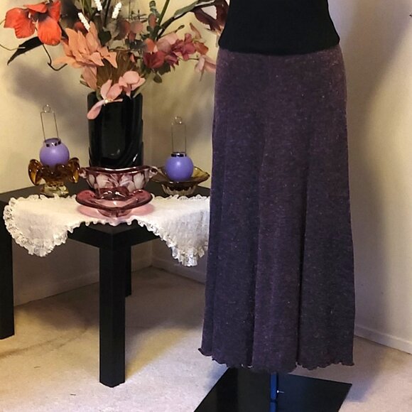 NWT Women Burgundy Wine-red Maxi Skirt Lightweight Elastic Waist Long Skirt M - Picture 1 of 6